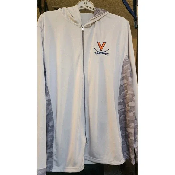 NWT Vansport Women's University of Virginia Zip Up Hoodie Gray Camo 2X New D25 - Picture 3 of 6